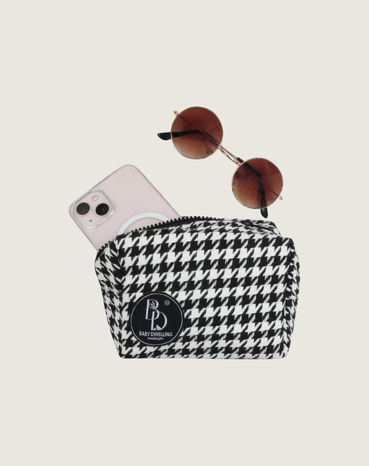 Haven Pouch Black&White Houndstooth